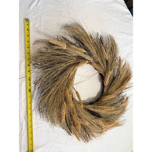 Natural Wheat & Twig Wreath 20" Rustic Farmhouse Style Dried Grass Décor